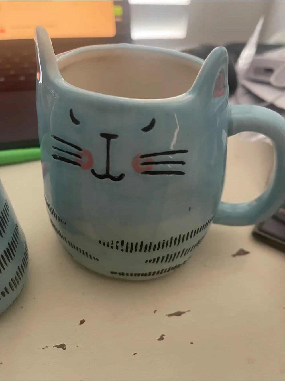 Blue Cat Ceramic Mug and Shaker Set - Cute Cat Design